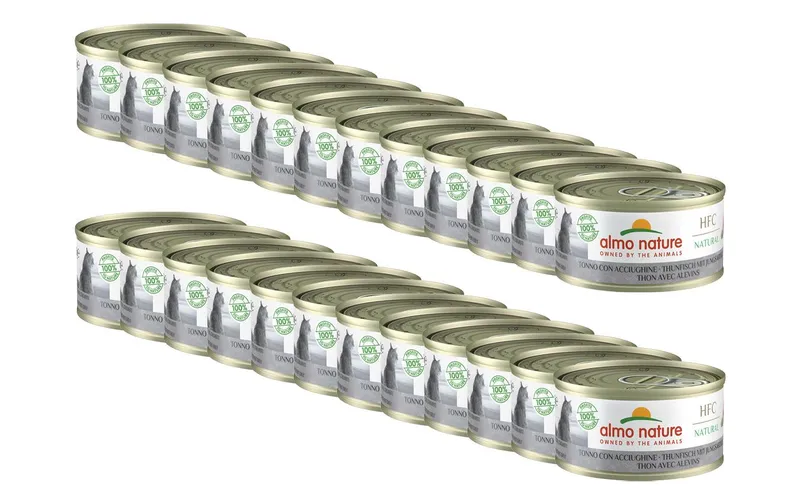Almo Nature Nassfutter HFC Natural Thunfisch mit Jungsardellen, 24x70 g