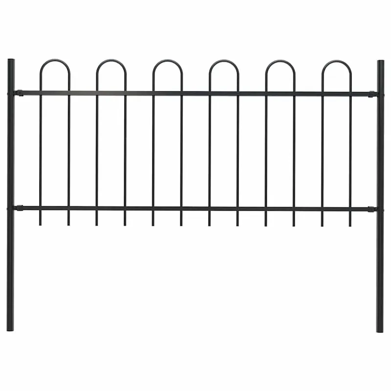 Gartenzaun BOXTEL mit Bügelaufsatz Stahl 170 x 80 cm Schwarz