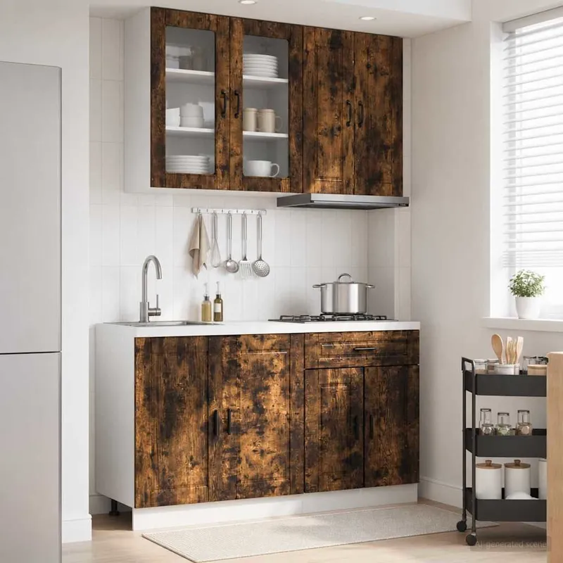 Kücheneinheit PORTO 4 stk. Geräucherte Eiche derivato del legno
