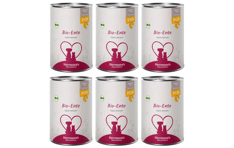 Herrmann's Nassfutter Bio Ente Reinfleisch 6 x 400 g