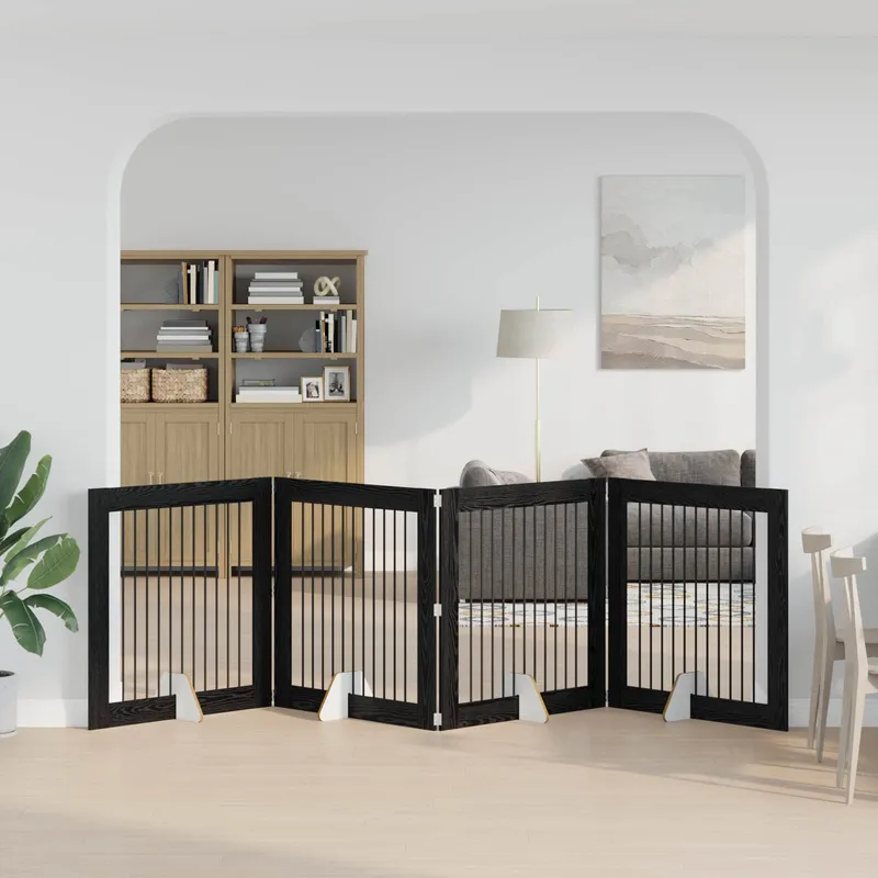 Klappbares Hundetor mit Ständern 4 stk. nero Eichen-Optik