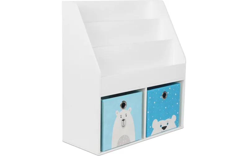 relaxdays Bücherregal für Kinder 79 x 72 x 30.5 cm Weiss/Blau