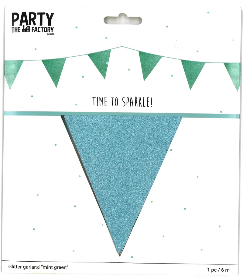 Wimpelkette Mint Glitter Pappe