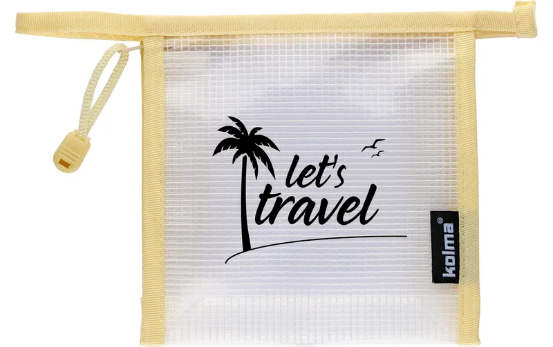Kolma Etui Mesh Bag, Let's travel, Créme, 15 x 15 cm