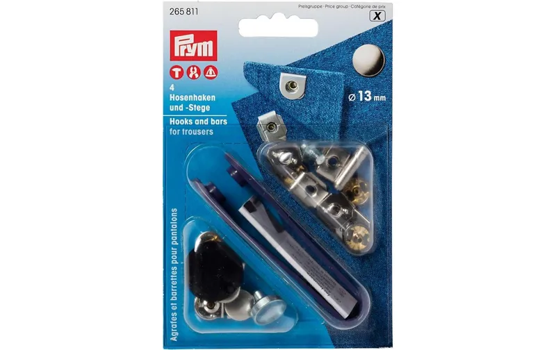 Prym Nähfrei-Hosenhaken et Stege 13 mm, 4 pièces