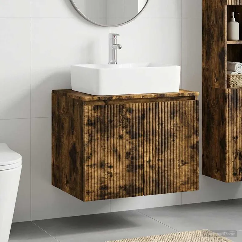 Badezimmermöbel-Set Geräucherte Eiche Holzwerkstoff