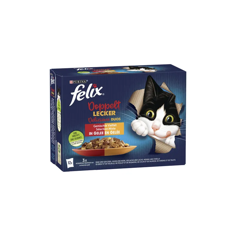 Felix Nassfutter Doppelt Lecker, Fleisch & Fisch, 12 x 85 g