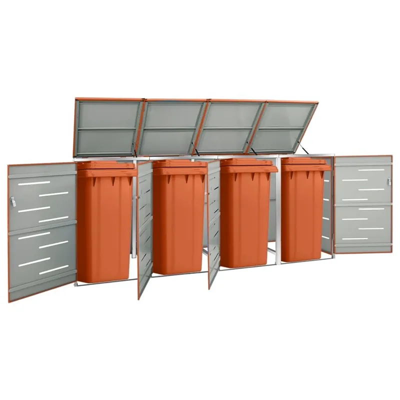 box per bidoni per 4 Tonnen 276,5x77,5x115 cm Edelstahl