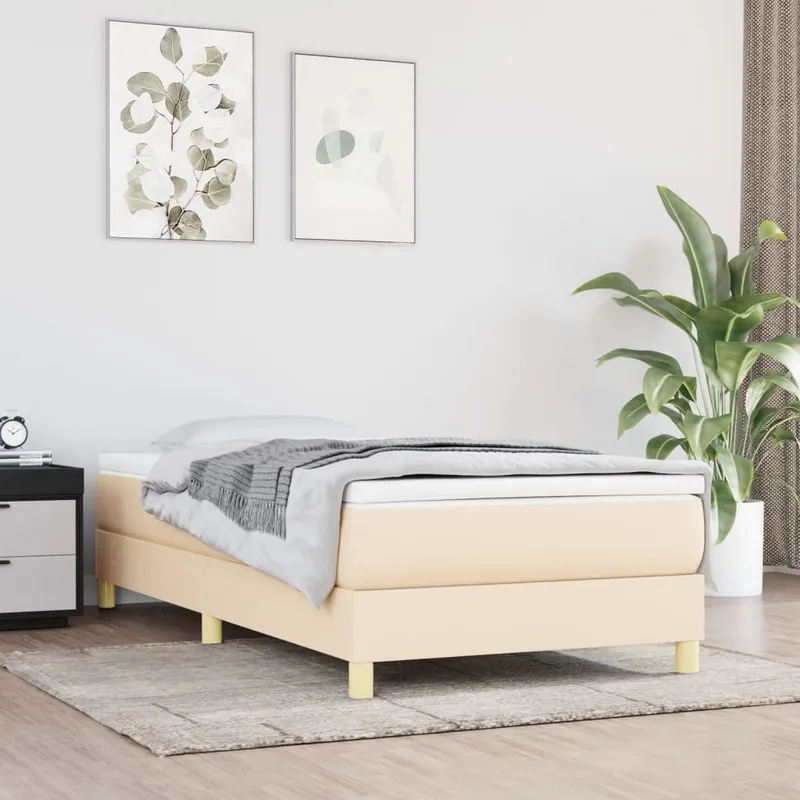 Boxspringbettgestell Creme 100x200 cm Stoff