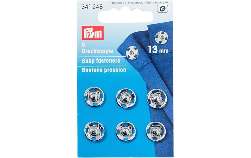 Prym Druckknöpfe Ø 13 mm, Silber, 6 pièces