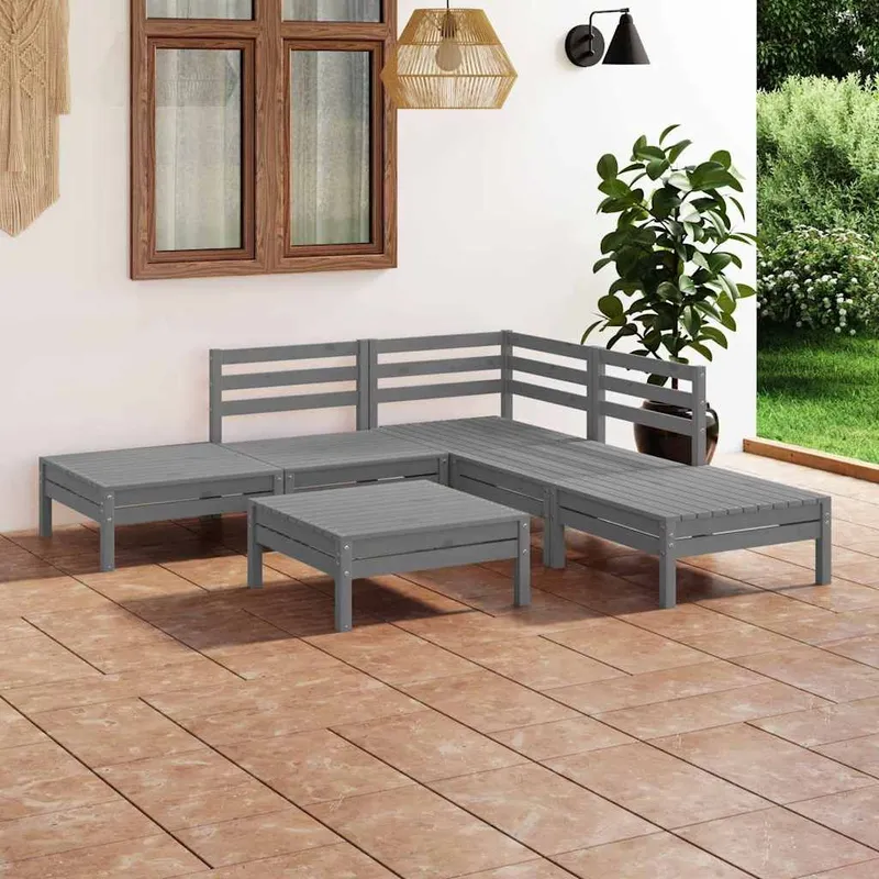 6-tlg. Garten-Lounge-Set legno massiccio pino grigio