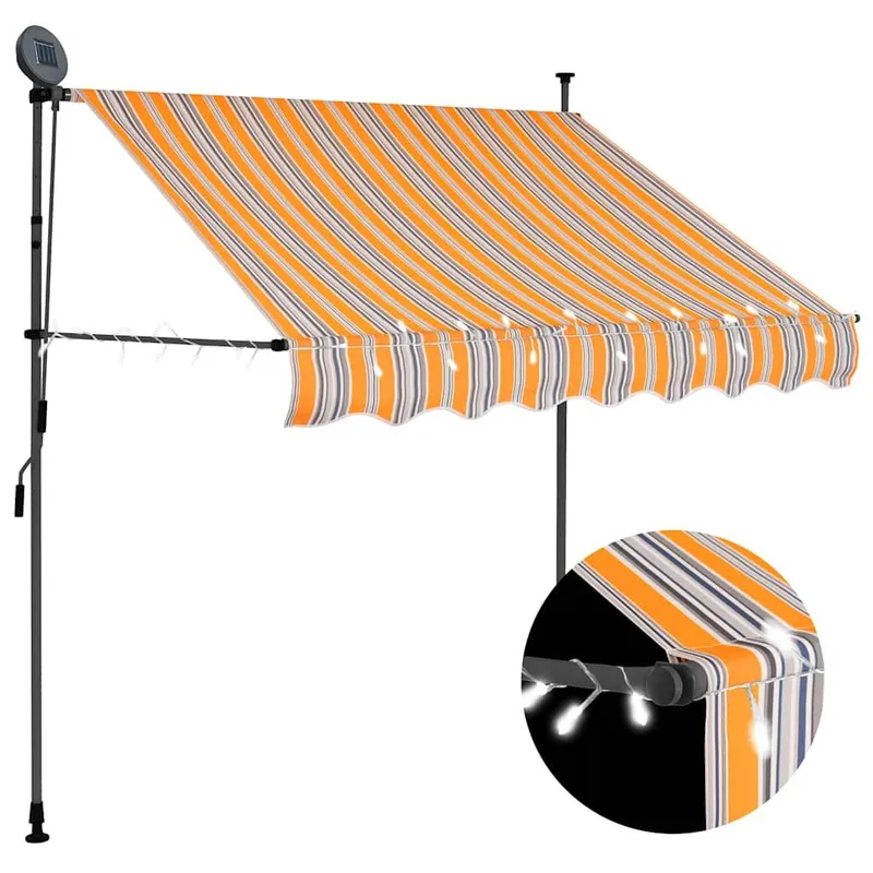 Einziehbare awning Handbetrieben with LED 150 cm yellow and blue