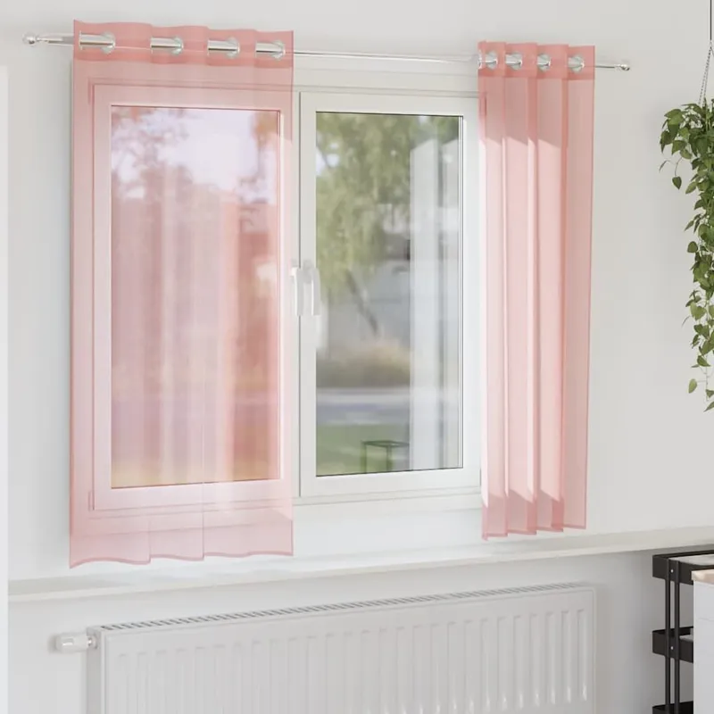 Rideaux en voile avec œillets 2 pcs rose 140x175 cm