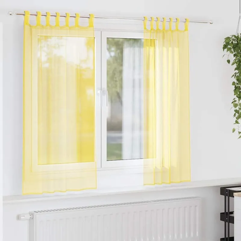 Voile Vorhänge con Schlaufen 2 pz. giallo 140x140 cm