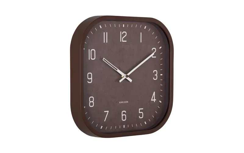 KARLSSON Wanduhr Elemental Cuadrado 30 x 30 cm, Schokoladenbraun