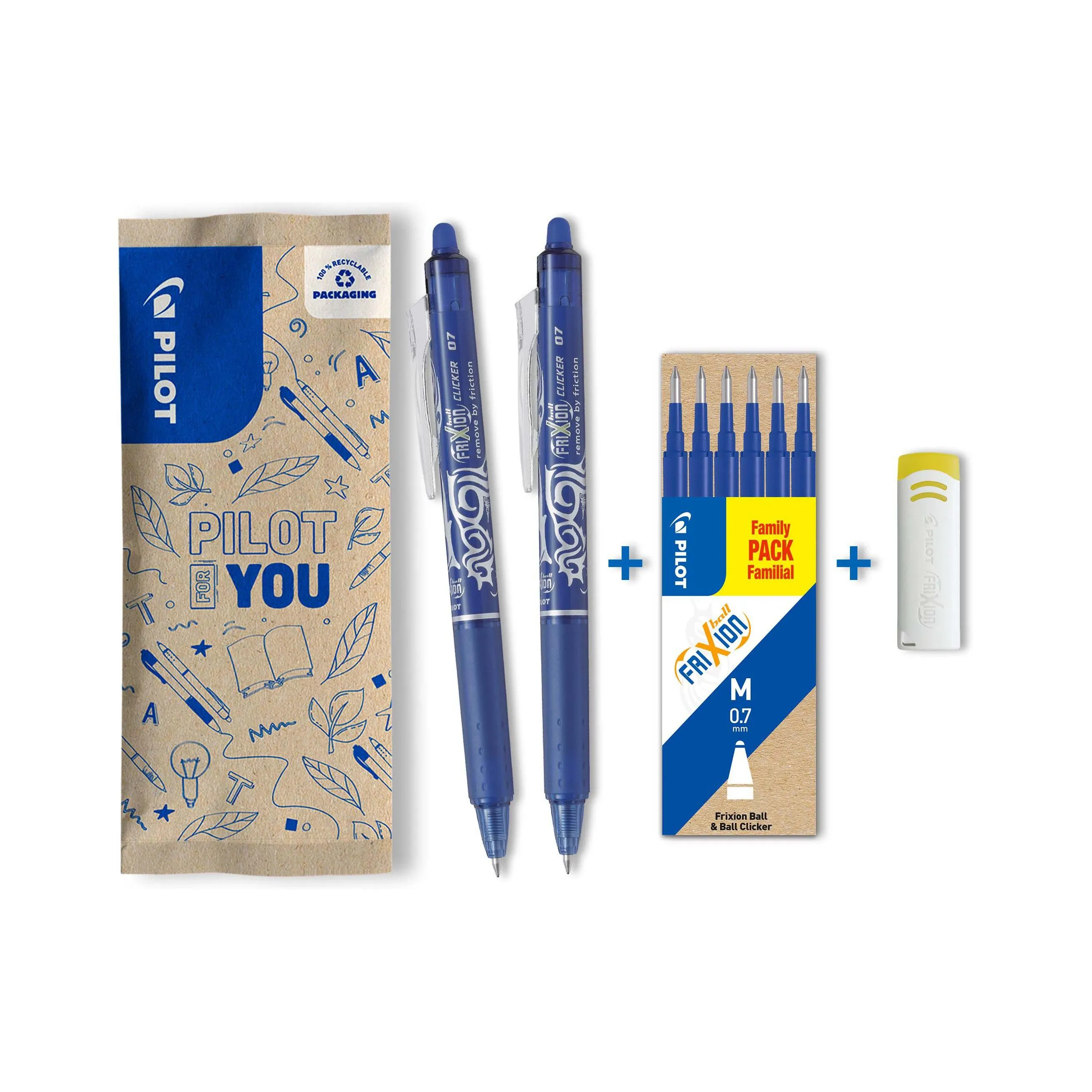 Pilot FriXion Ball Clicker 0.35 mm; Medium (M); 0.7 mm, Blau