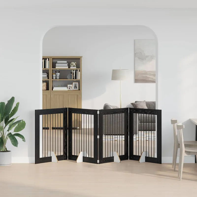 Klappbares Hundetor mit Ständern 4 stk. nero Eichen-Optik