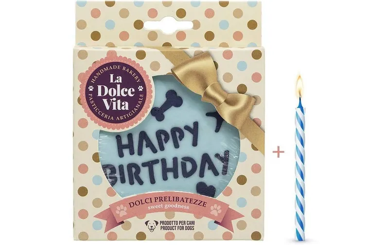 Leopet Happy Birthday Hundekuchen, Blau 11 x 1.5 cm, 90g