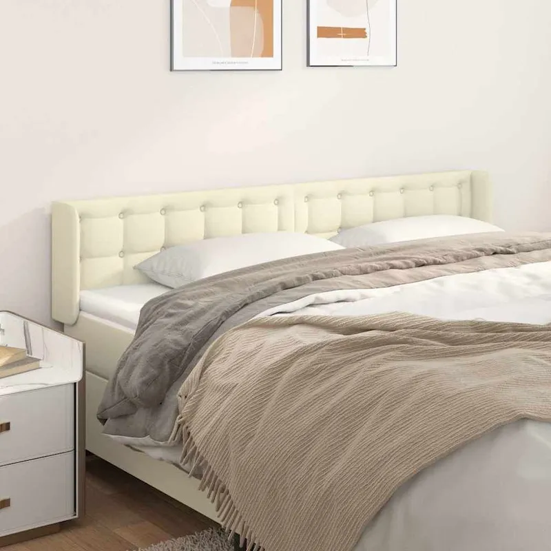 testiera con orecchie crema 163x16x78/88 cm ecopelle