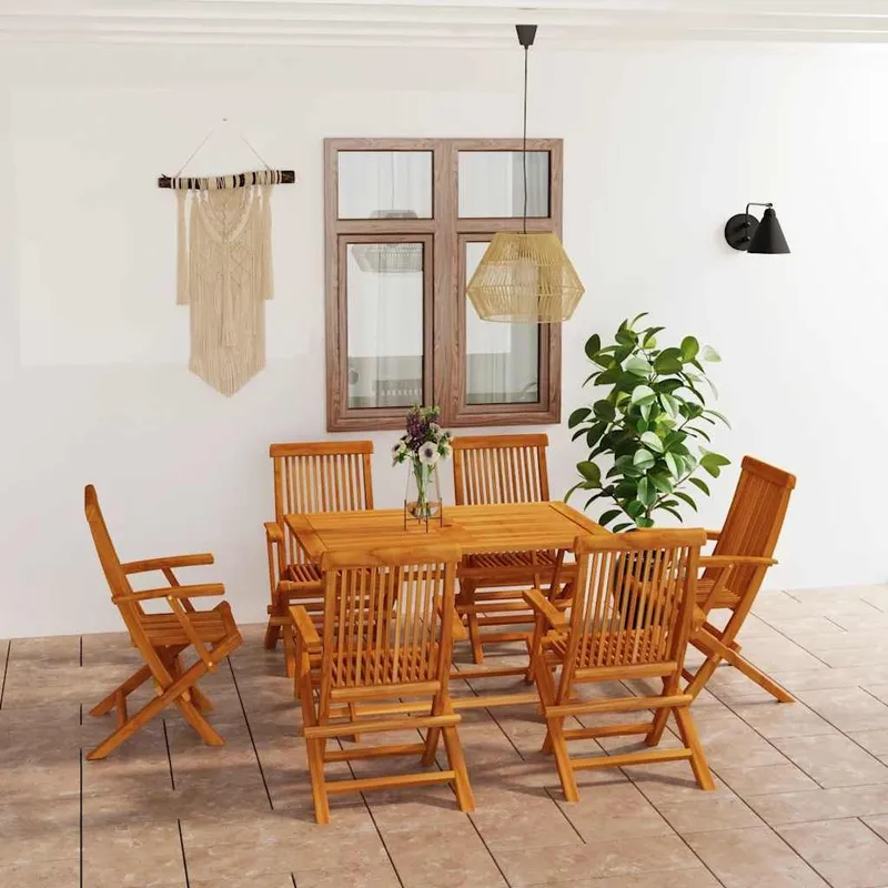 Salon de jardin 7 pcs Bois de teck massif