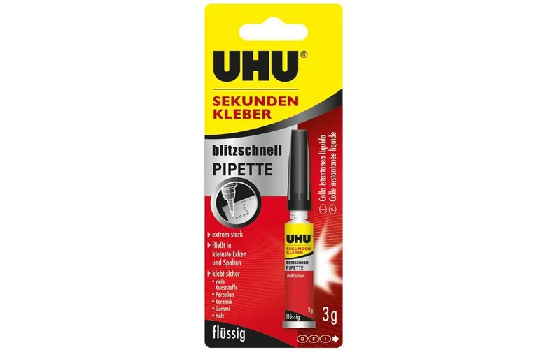 UHU Sekundenkleber Pipette 3 g, trasparente