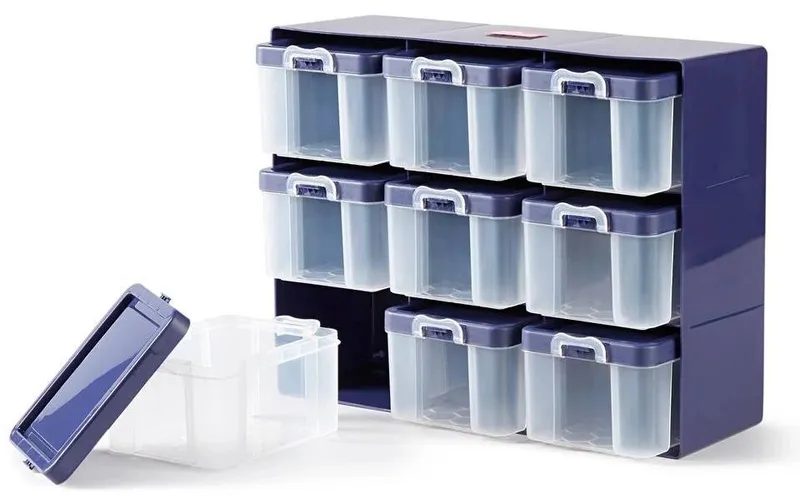 Prym Aufbewahrungstasche mit 9 Boxen Violett, trasparente