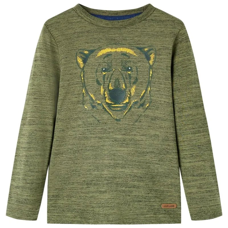 Kinder-Langarmshirt Khaki Melange 104