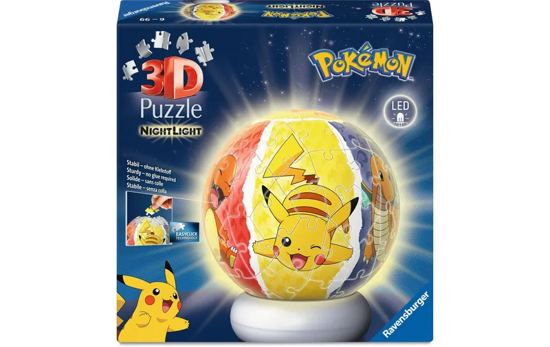 Ravensburger 3D Puzzle Ball Pokémon Nachtlicht 72 Teile