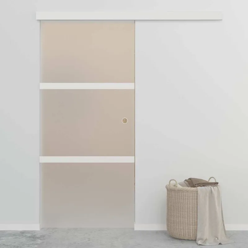 Porte coulissante Verre ESG et aluminium 90x212 cm Argenté