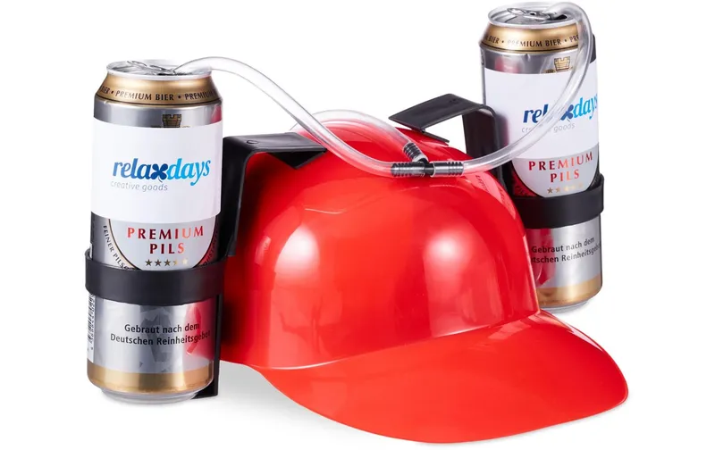 relaxdays Partyaccessoire Trinkhelm 13 x 32 cm, rosso