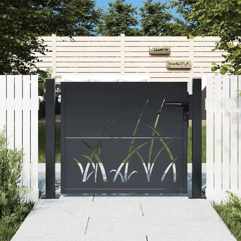 Gartentor Anthrazit 100x75 cm Stahl Gras-Design