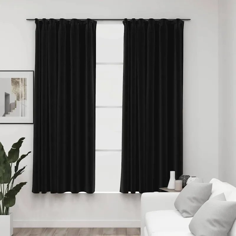 Verdunkelungsvorhänge con Haken Leinenoptik 2 pz. 140x175 cm