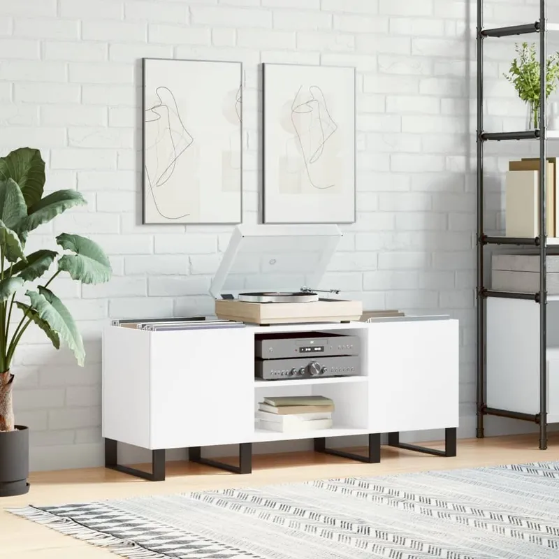 Plattenschrank white 121x38x48 cm engineered wood