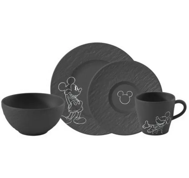 Villeroy & Boch Manufacture Rock Mickey Mouse Frühstück-Set, 4-teilig
