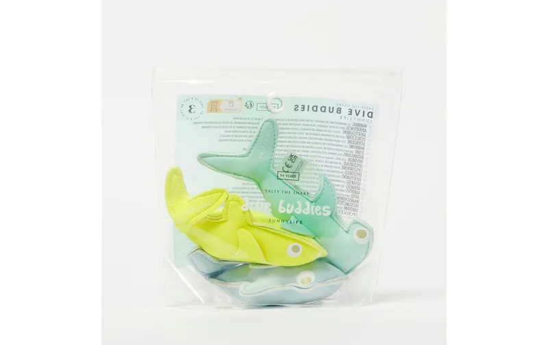 Sunnylife Salty the Shark Dive Buddies Aqua Set of 3 Neongelb