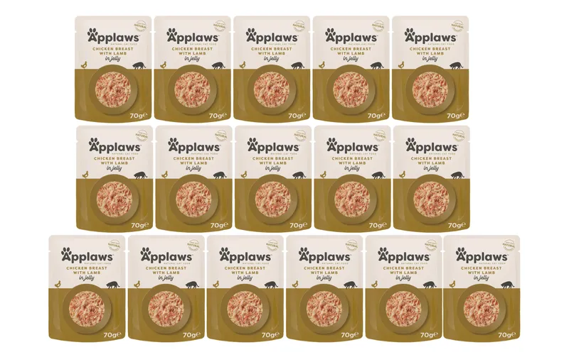 Applaws Nassfutter Pouch Hühnchen & Lamm in Gelée, 16 x 70 g