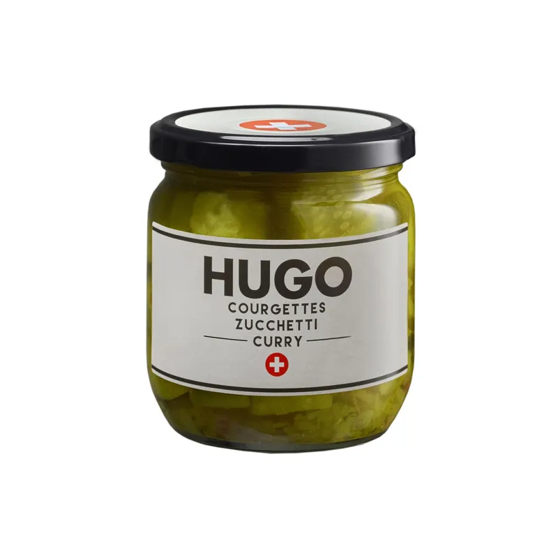 Hugo Reitzel Glas Schweizer Zucchetti in Curry 210 g