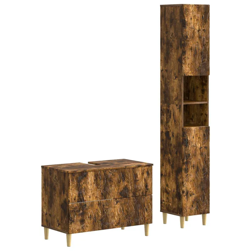 2-teiliges Badezimmer Schrank Set DELFT Raucheiche