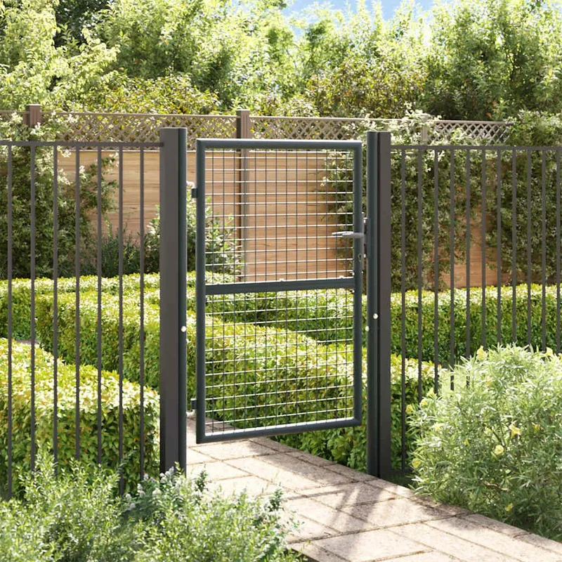Maschen-Gartentor verzinkter Stahl 100 x 125 cm Grau
