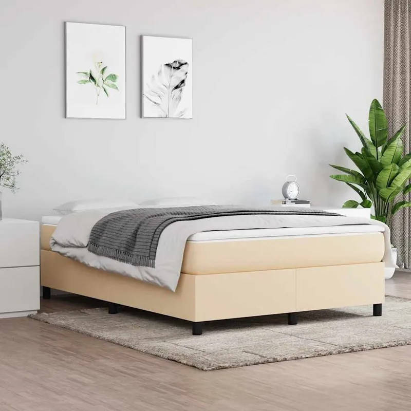 letto boxspringgestell Creme 140x200 cm tessuto