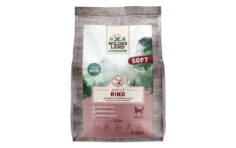 Wildes Land Halbfeuchtfutter Rind con Reis & Wildkräutern 1.5 kg