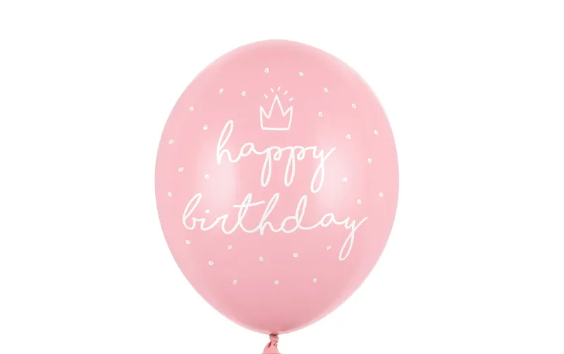 Partydeco Luftballon Happy Birthday Pastellpink Ø 30 cm, 6 pièces