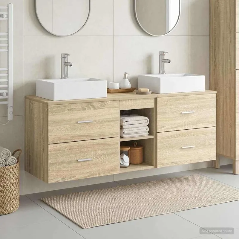 Badezimmerschrank-Set 3 stk. Sonoma-Eiche 49,5 x 41 x 62,5 cm