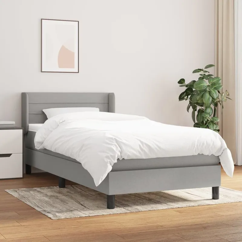Sommier à lattes de lit et matelas Gris clair 90x190 cm Tissu