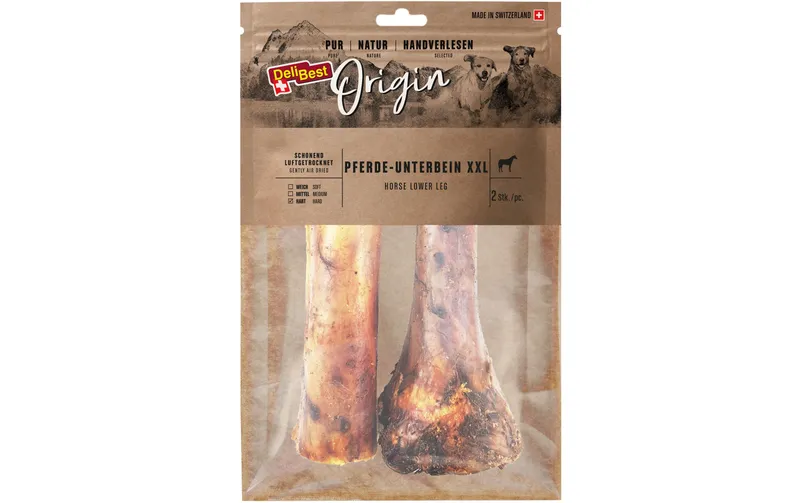 DeliBest Kausnack Origin Pferde-Unterbein XXL ca. 25 cm, 2 Stk.