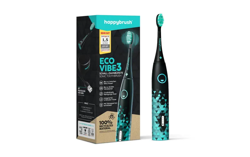 happybrush Schallzahnbürste Eco Vibe 3 Blackmint