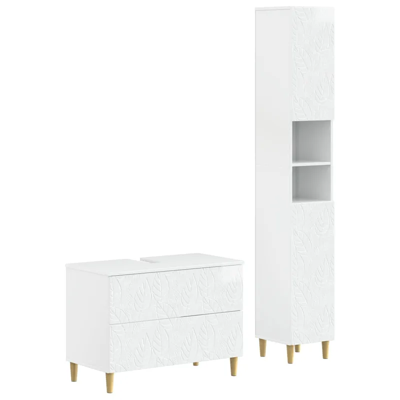 2-teiliges Badezimmer Schrank Set DELFT Hochglanz Weiß