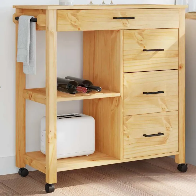 Küchenwagen MONZA 84x40x88,5 cm legno massiccio pino