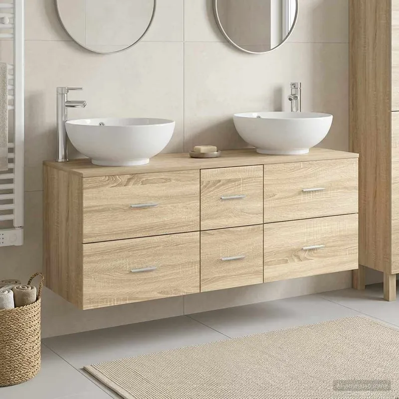 Badezimmermöbel-Set 3 stk. Sonoma-Eiche 49,5 x 44,5 x 65 cm