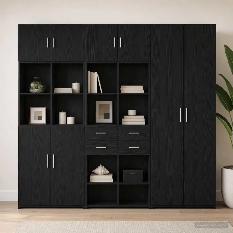Lagerschrank mit Regalen Schwarze Eiche 70 x 42,5 x 225 cm